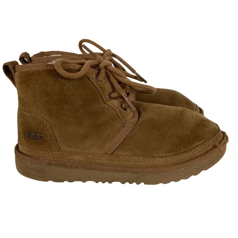 UGG Neumel Chestnut Suede Lace Up Boots Kids Size 2 1017320K Brown